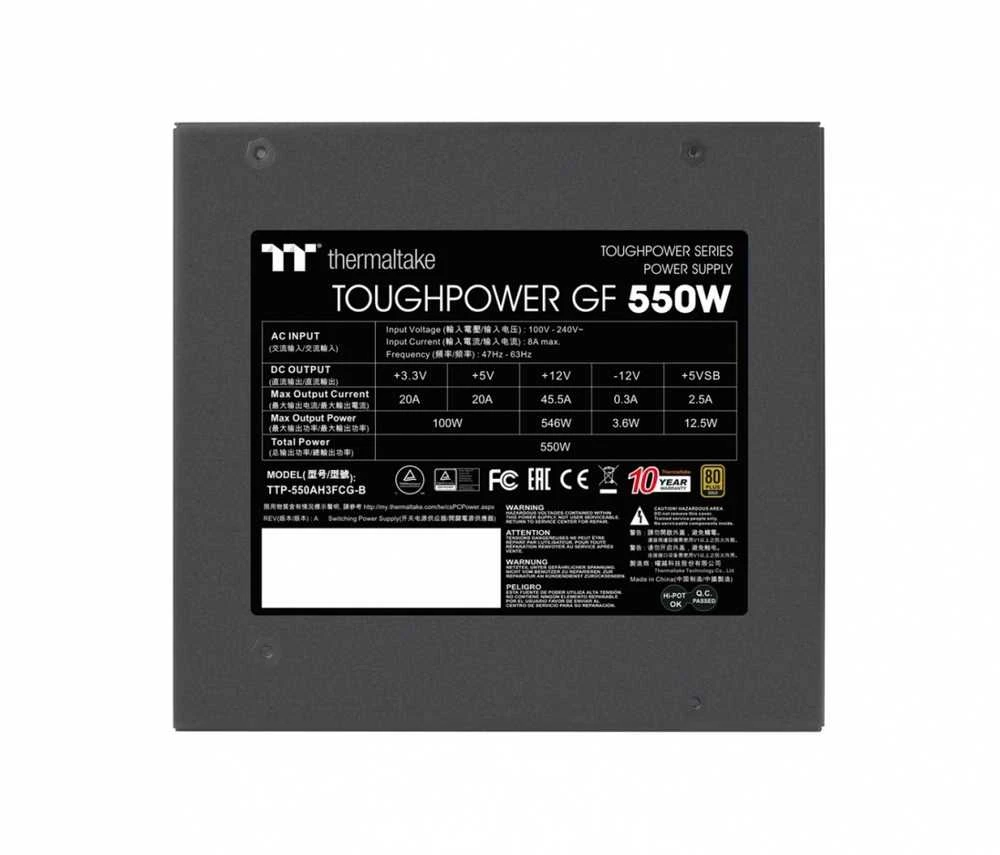 Thermaltake „Maitinimo šaltinis“ – „toughpower gf 550w“ modulinis 80+ aukso spalvos