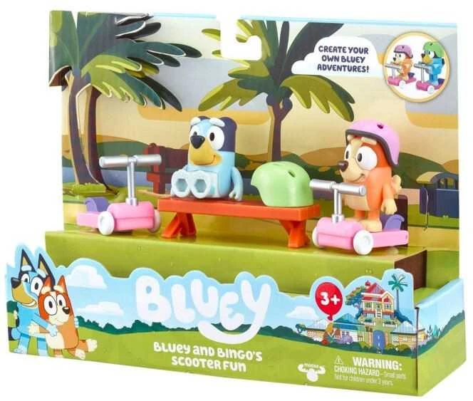 TM Toys Figūrėlių rinkinys Bluey su paspirtukais ir šuniukais