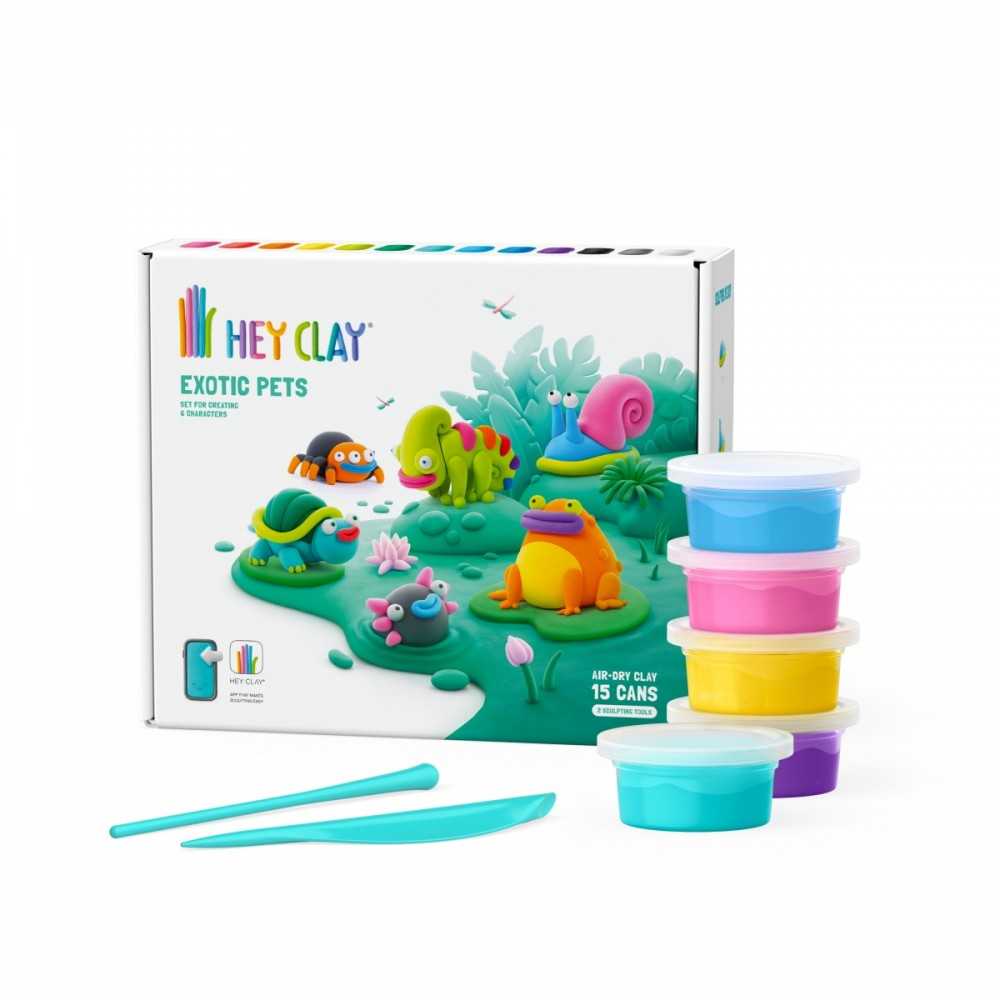 TM Toys Rankdarbių rinkinys Hey Clay egzotiniai gyvūnai
