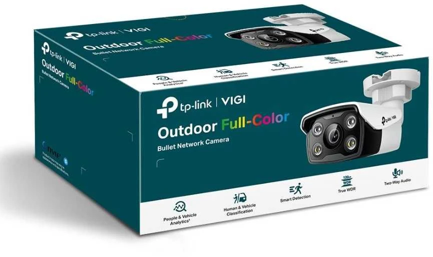 TP-LINK | Visų spalvų tinklo kamera | VIGI C350(2,8mm) | 36 mėn. | Kulka | 5 MP | 4mm/F1.6 | Maitinimas per Ethernet (PoE) | IP67 | H.265/H.264 | MicroSD kortelė, iki 256 GB