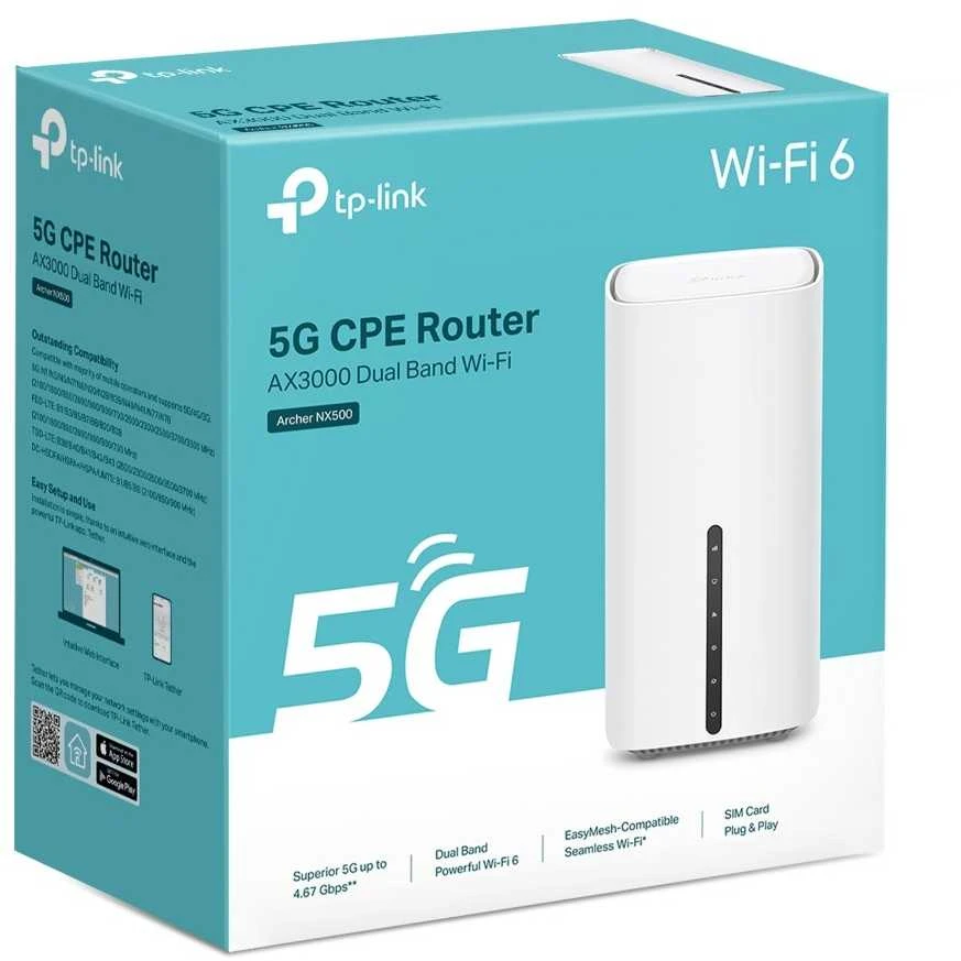 Maršrutizatorius Tp-link archer nx500 router belaidis gigabit ethernet dual-band (2.4 ghz/5 ghz) 5g balta