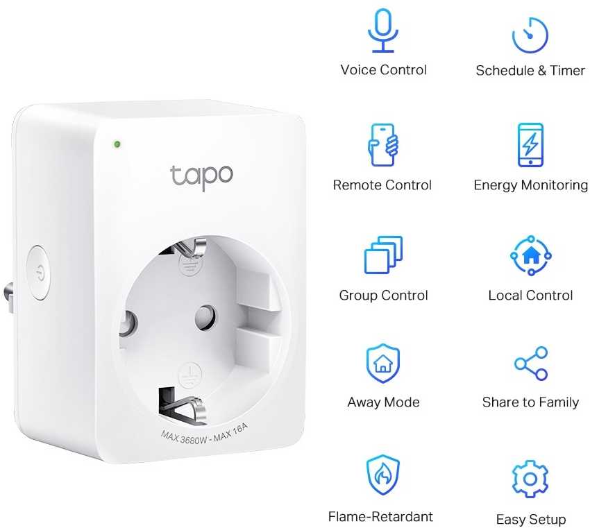 TP-LINK | Mini Smart Wi-Fi Socket | Tapo P110 | Baltas
