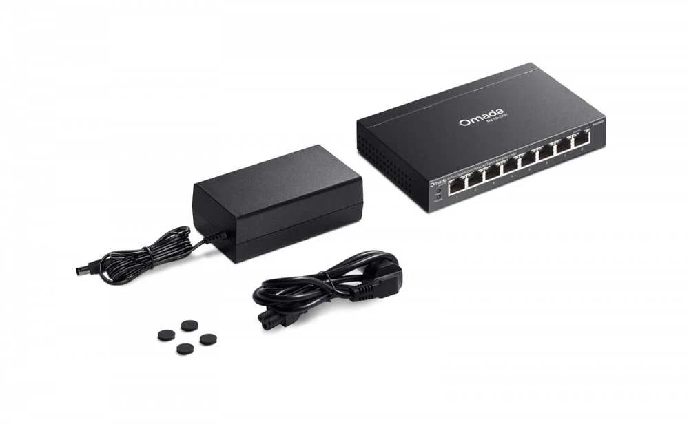 TP-Link Omada ES208GP tinklo komutatorius Valdomas L2 gigabito Ethernet (10/100/1000) Maitinimas per Ethernet (PoE) DIN bėgelis Juodas