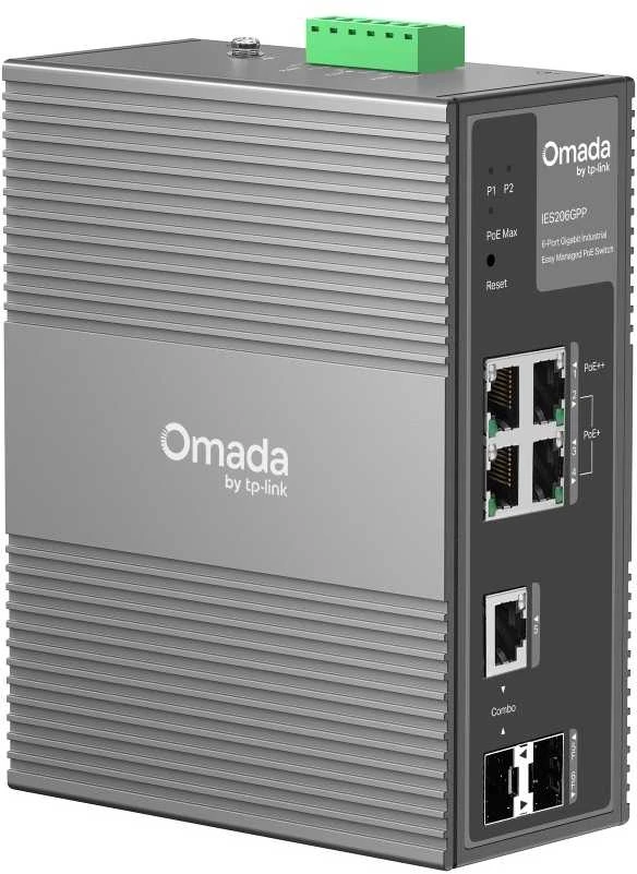 Šakotuvas TP-Link IES206GPP tinklo komutatorius su valdomu gigabito eternetu (10/100/1000) ir maitinimu per eternetą (PoE), Juodas