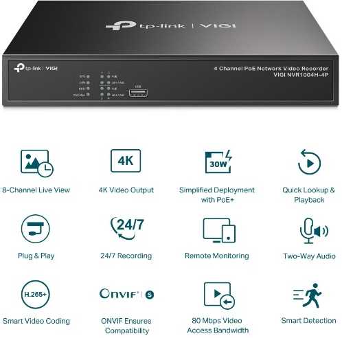 tp-link vigi nvr1004h-4p įrašymo įrenginys