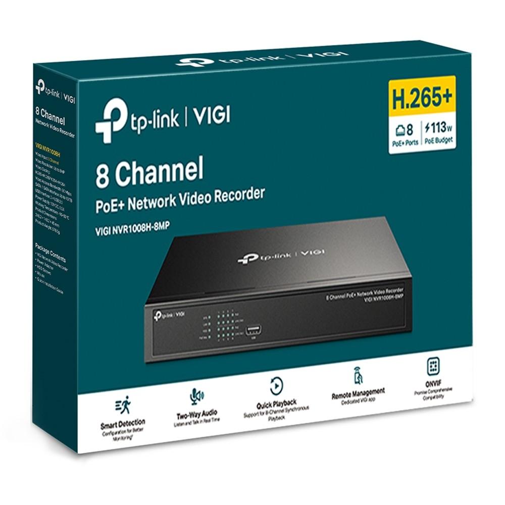 TP-LINK | PoE+ tinklo vaizdo įrašymo įrenginys | VIGI NVR1008H-8MP | 1 | 8 kanalas
