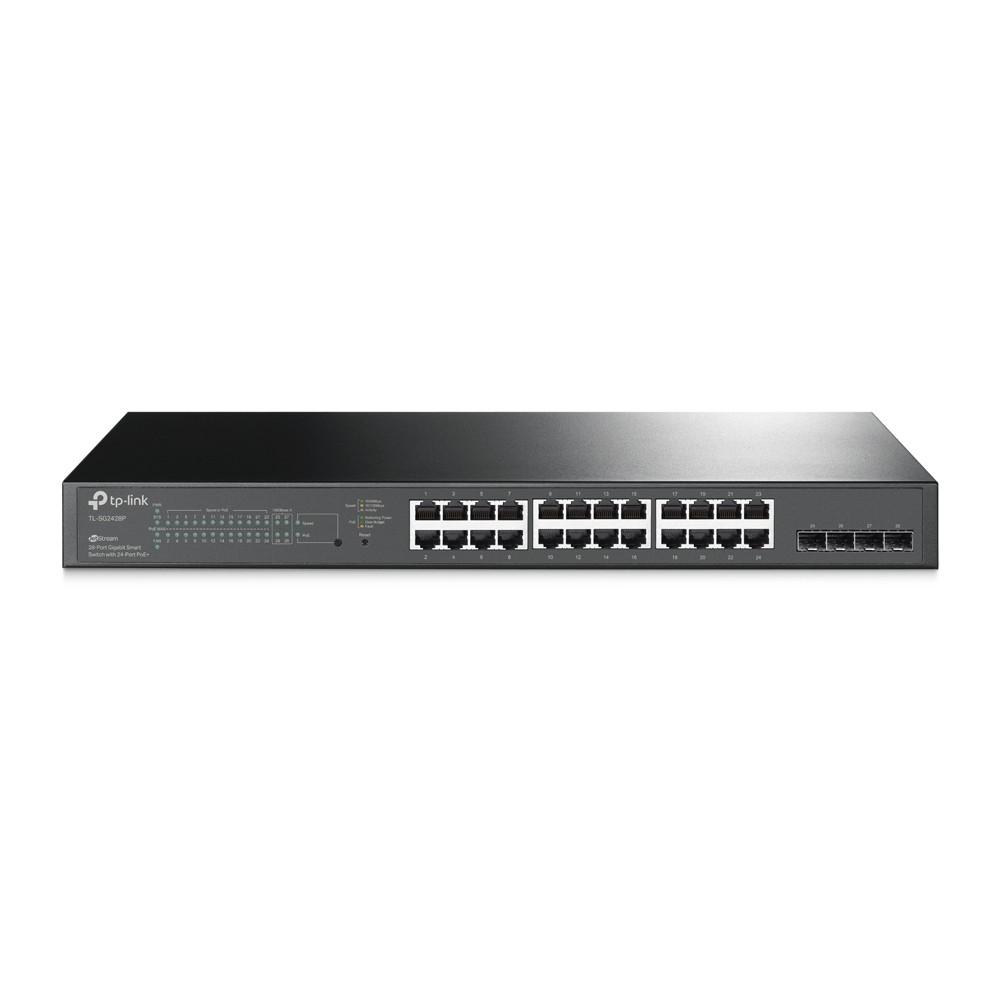 Šakotuvas TP-LINK | „JetStream“ 28 prievadų gigabito išmanusis komutatorius | TL-SG2428P | Valdomas žiniatinklyje | Montuojamas prie stovo | SFP jungčių kiekis: 4 | PoE+ jungčių kiekis: 24 | Maitinimo šaltinio tipas: vienas