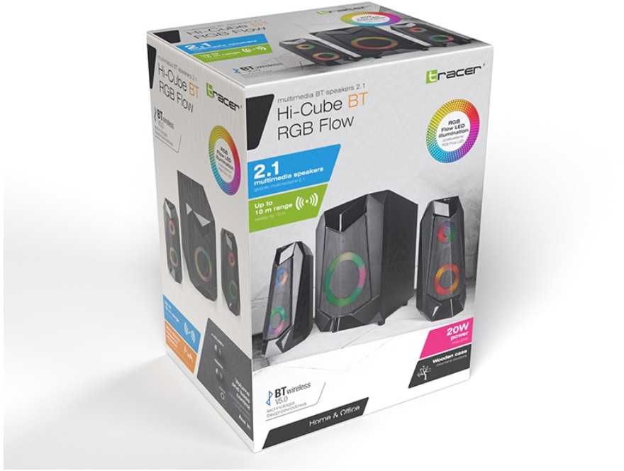 Kompiuterio kolonėlės TRACER 2+1 Hi-Cube RGB Flow BT garsiakalbiai