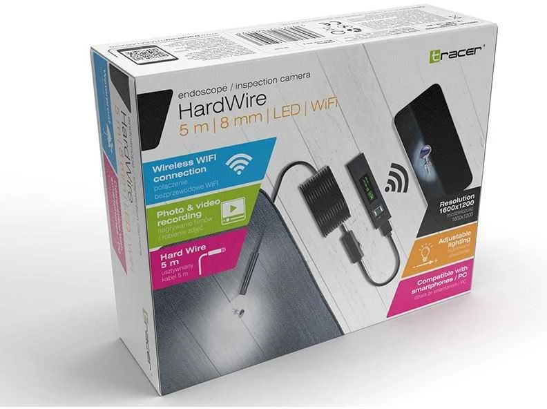 Endoskopinė kamera Tracer HardWire 5M 8MM, Juodos spalvos
