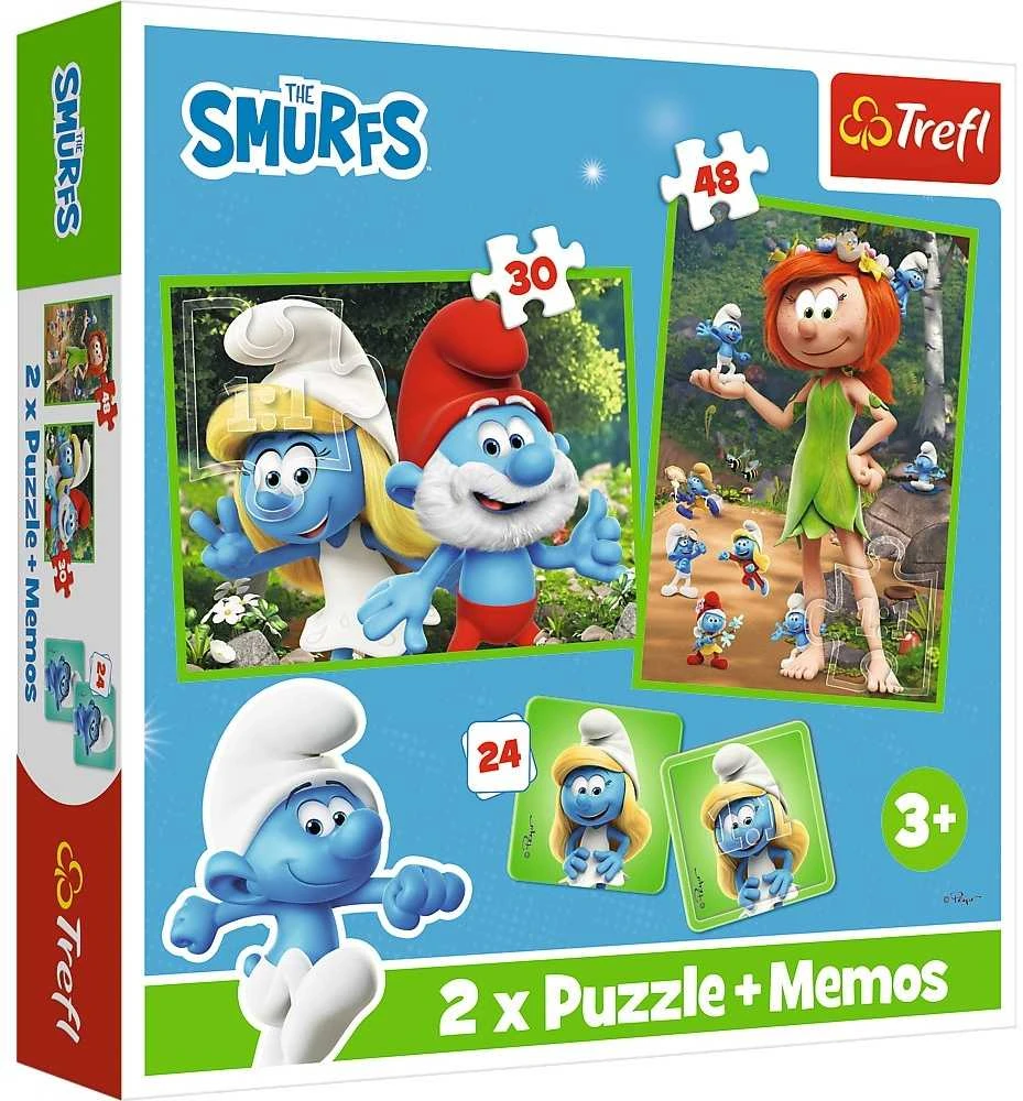 TREFL 93656 Dėlionė 2in1 + MEMOS Laimingi Smurfai Žaidimai