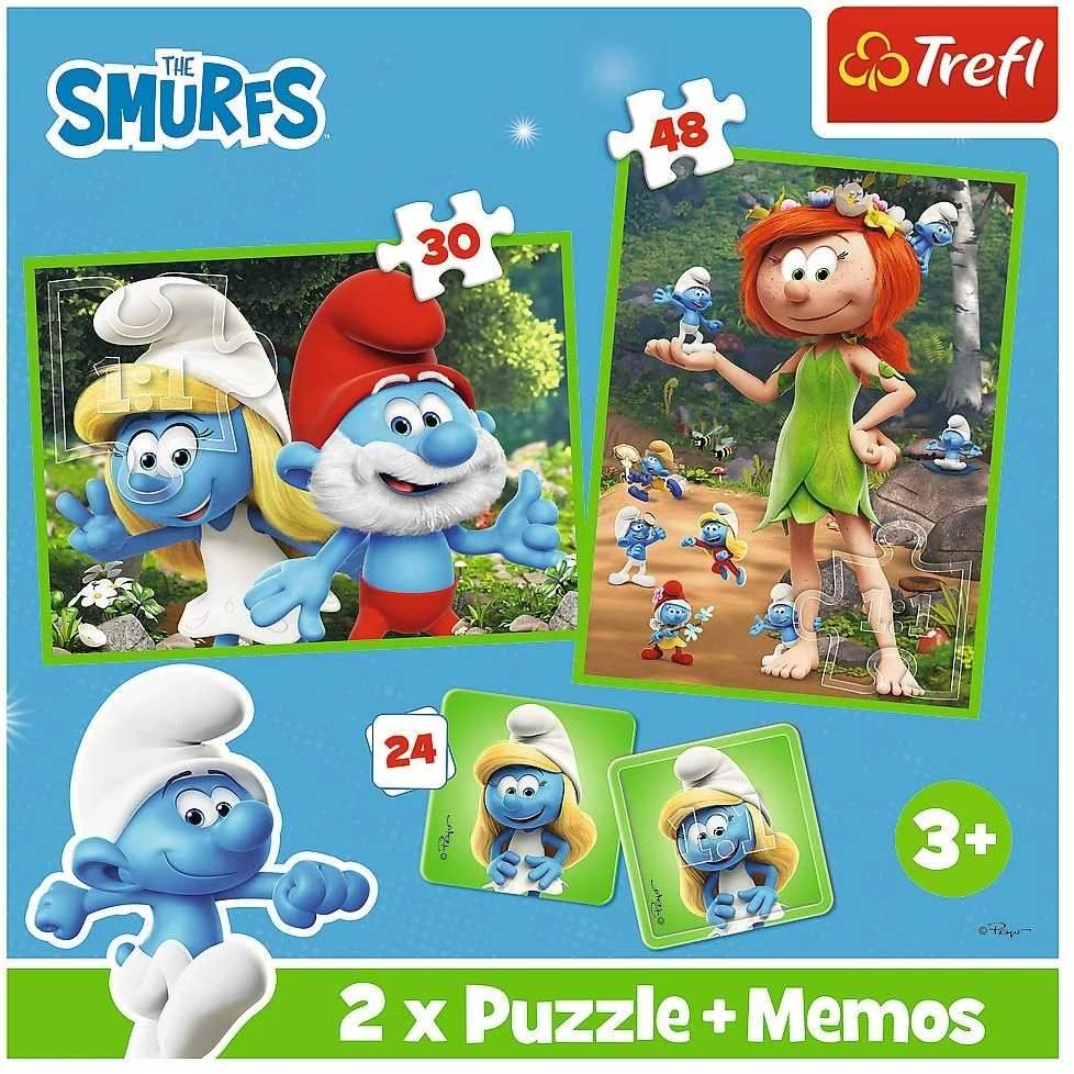TREFL 93656 Dėlionė 2in1 + MEMOS Laimingi Smurfai Žaidimai