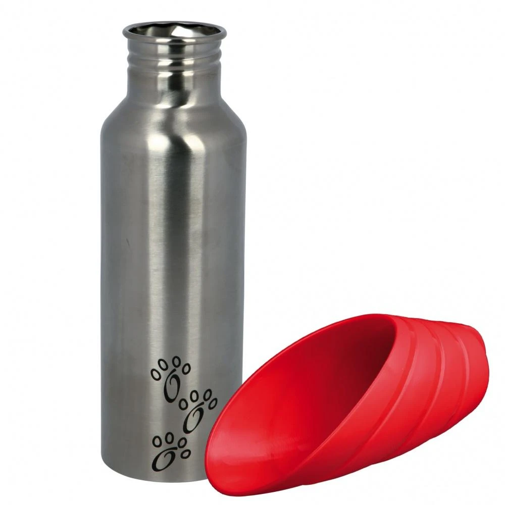 Trixie Gertuvė butelis su dubenėliu, nerūd. plienas/plastikas, 0.75 l