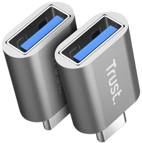 Trust Adapteris usb-c do usb-a 3.2 calyx, dwu-pak pilka