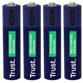 BATTERY RECH. LI-ION AAA/500MAH USB-C 4PACK 25671 TRUST