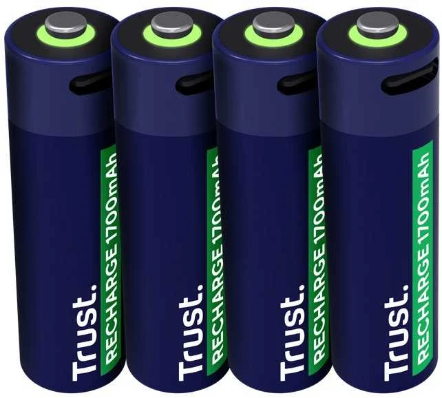 Trust įkraunamos AA baterijos su USB-C jungtimis