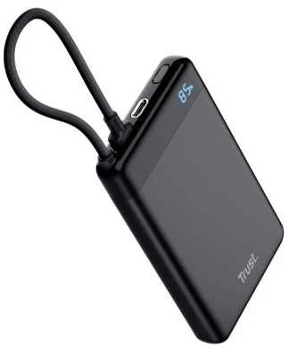 TRUST Fiera išorinė baterija, 20000 mAh, su laidu, 2x USB-C, juoda