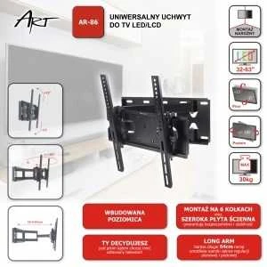 ART RAMT AR-86 ART laikiklis AR-86 skirtas LCD/LED 32-63 30kg kor. vertikalus / lygis
