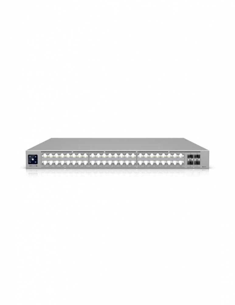 Šakotuvas Ubiquiti komutatorius UniFi 16x2.5G RJ45/32x10G RJ45/4xSFP28 valdomas PoE++ 1080W 19" montuojamas į lentyną, 1,3" jutiklinis ekranas