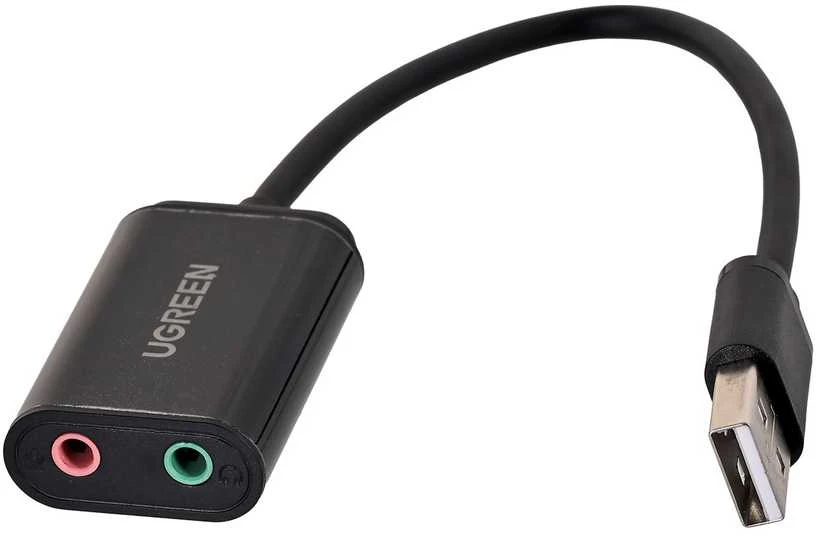 Išorinė USB garso plokštė UGREEN 15cm (juoda)