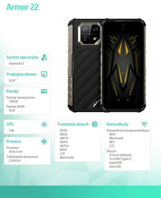 Ulefone Armor 22 8/128GB Juodas