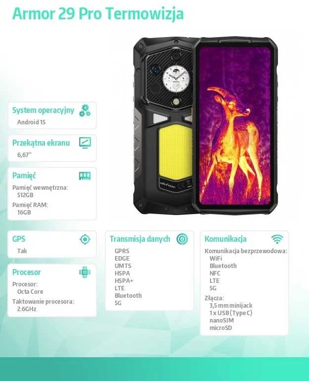 Išmanusis telefonas Ulefone Armor 29 Pro Thermal 16/512GB 5G