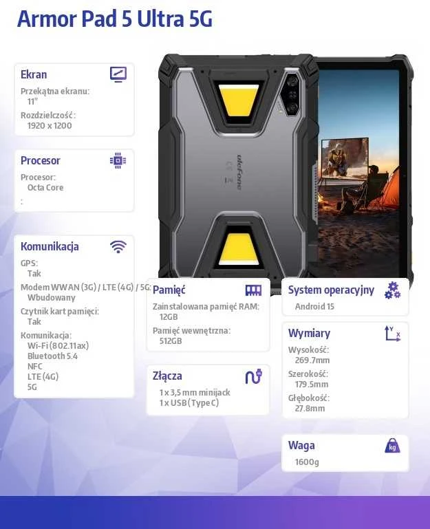 Planšetė Ulefone Armor Pad 5 Ultra 12GB/512GB 5G