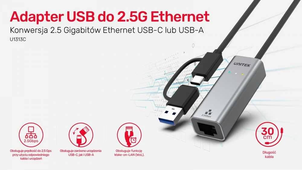 Unitek USB į RJ45 adapteris su dviguba jungtimi