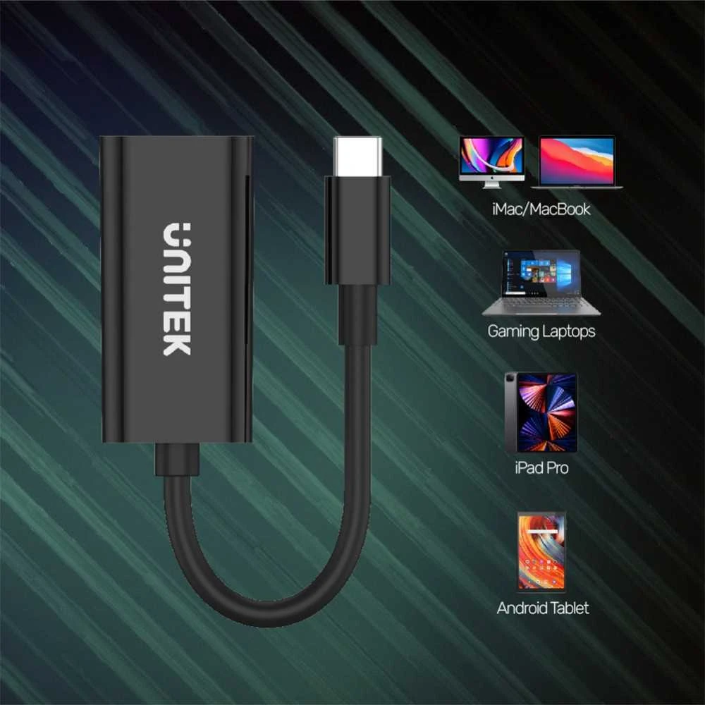 Unitek USB-C į HDMI adapteris su įrenginių suderinamumo pavyzdžiais