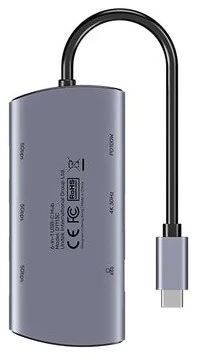 UNITEK D1113CGY01 sąsajų šakotuvas 2 x USB 3.2 Gen 2 (3.1 Gen 2) Type-C 1000 Mbit/s Pilkas