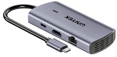 UNITEK D1113CGY01 sąsajų šakotuvas 2 x USB 3.2 Gen 2 (3.1 Gen 2) Type-C 1000 Mbit/s Pilkas
