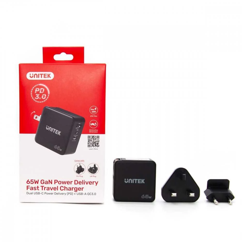 Unitek pakrovėjas gan, pd 65w 2x usb-c, usb-a