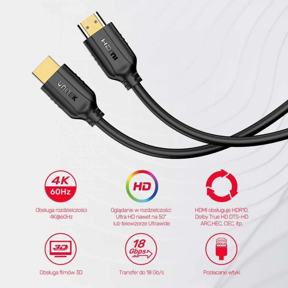 Unitek HDMI 2.0 laidas sujungtoms techninėms specifikacijoms