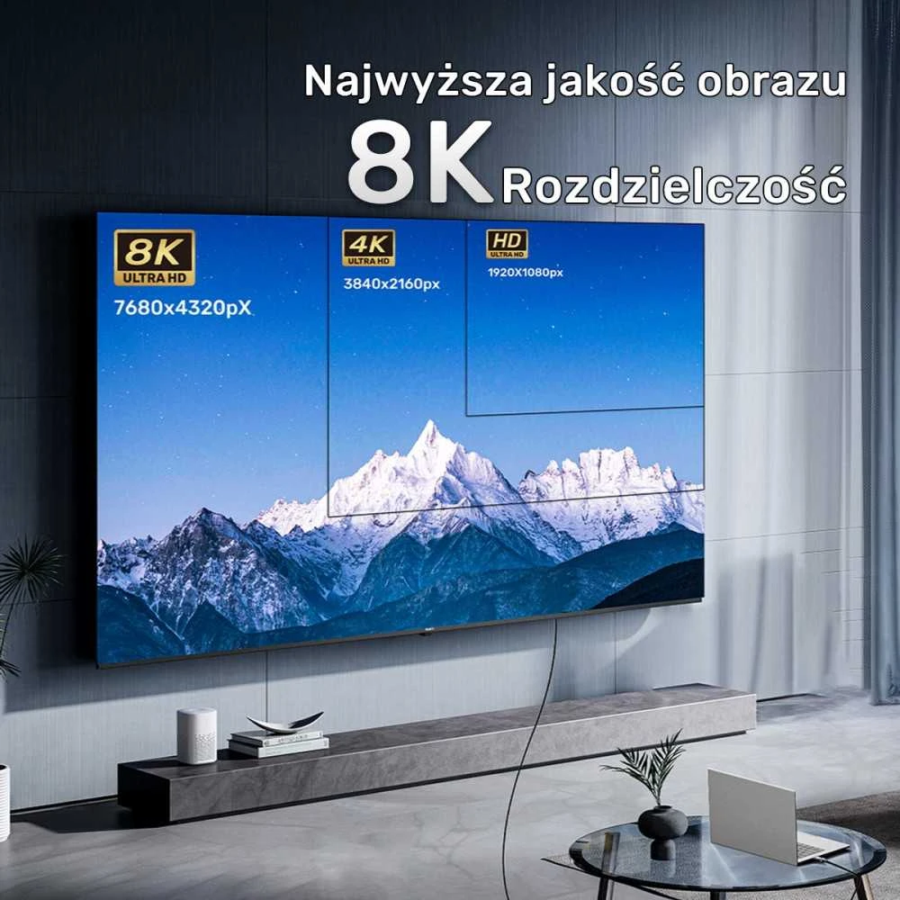 HDMI 2.1 kabelis Unitek C11085GY01-10M, 8K@60Hz & 4K@120Hz/144Hz, AOC, 10 m