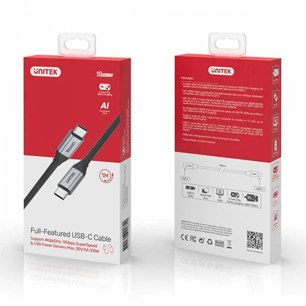 UNITEK C14082ABK USB cable USB 3.2 Gen 2 (3.1 Gen 2) 1 m USB C Juodas