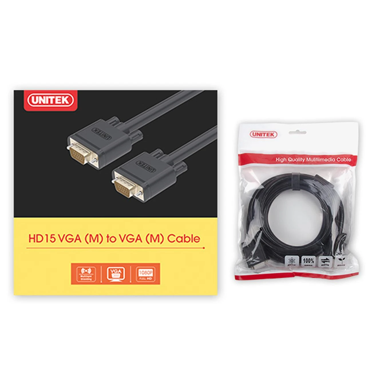 UNITEK Y-C504G Unitek Cable VGA HD15 M/M 3m, Premium, Y-C504G