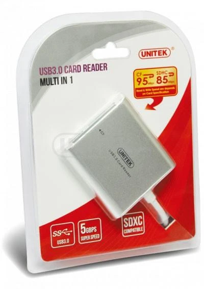 Unitek Y-9313 kortelių skaitytuvas pakuotėje