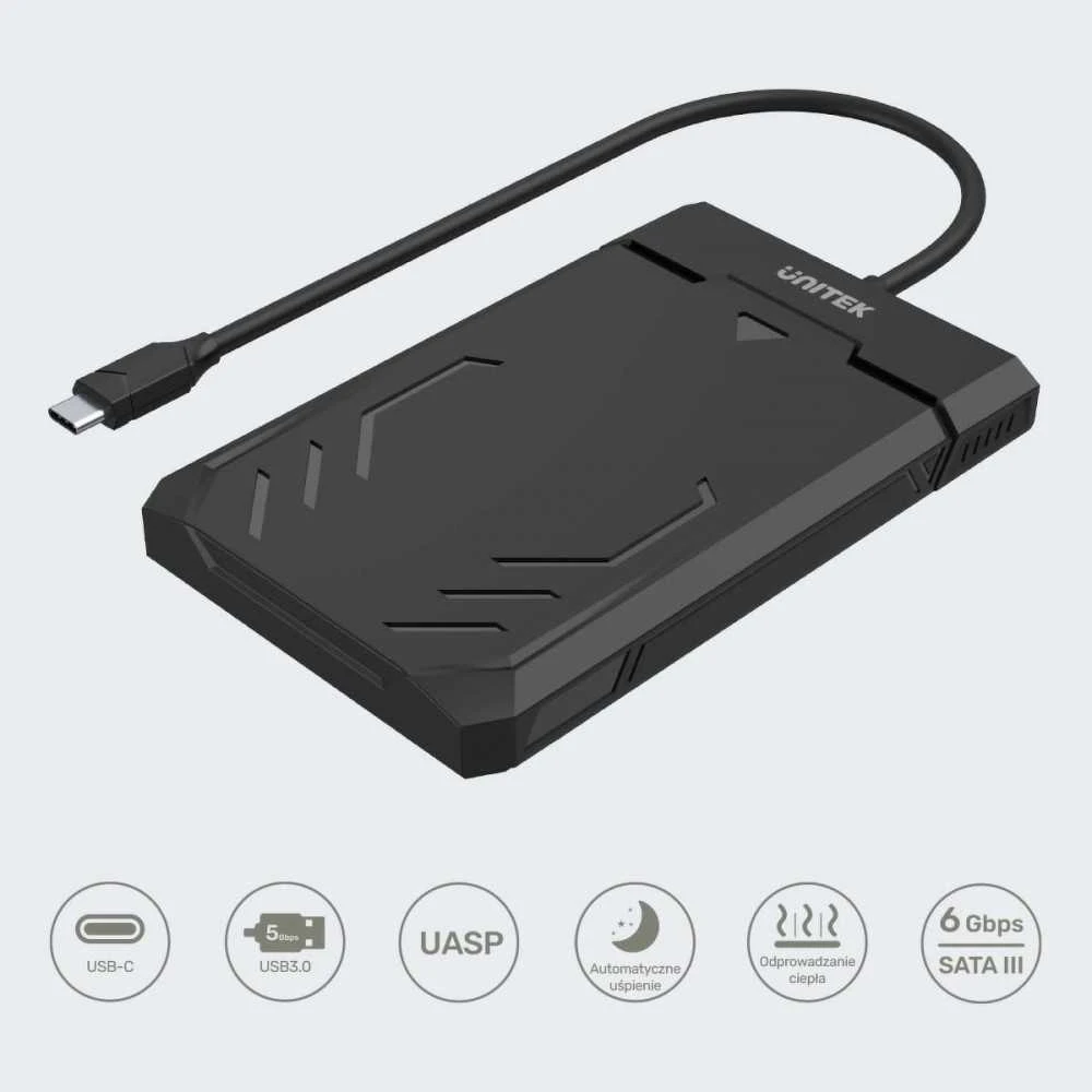 Unitek obudowa usb-c hdd/ssd sata uasp 5gbps