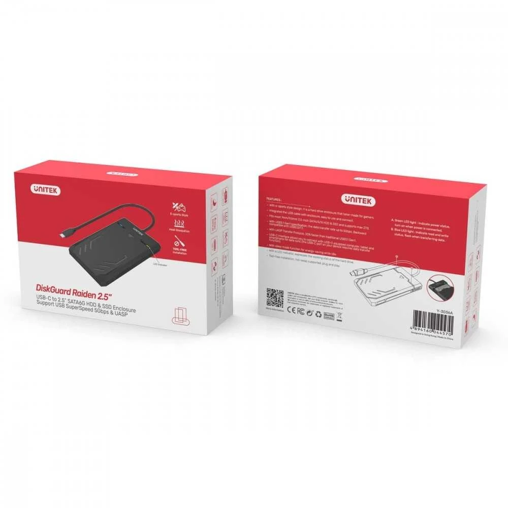 Unitek obudowa usb-c hdd/ssd sata uasp 5gbps
