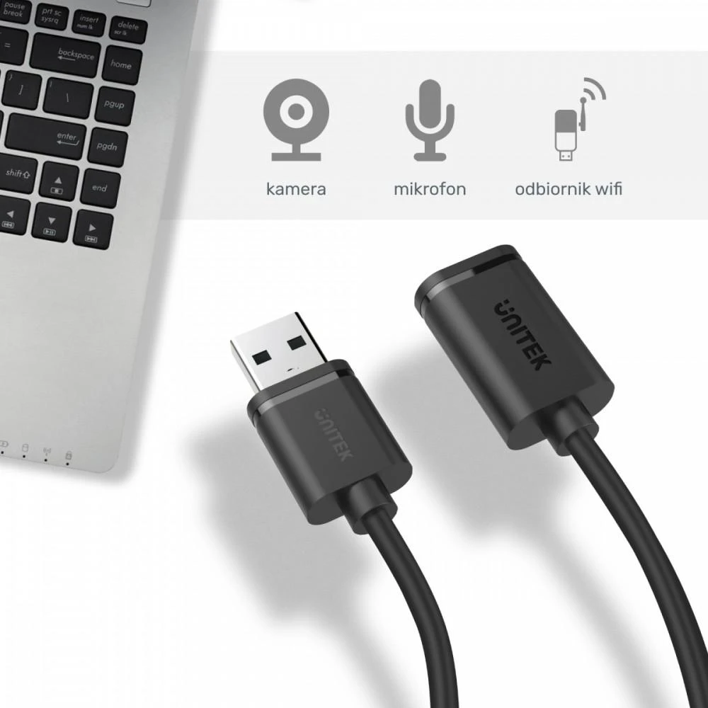 UNITEK Y-C447GBK Unitek USB plėtinio keitiklis USB2.0 AM-AF, 0,5m Y-C447GBK