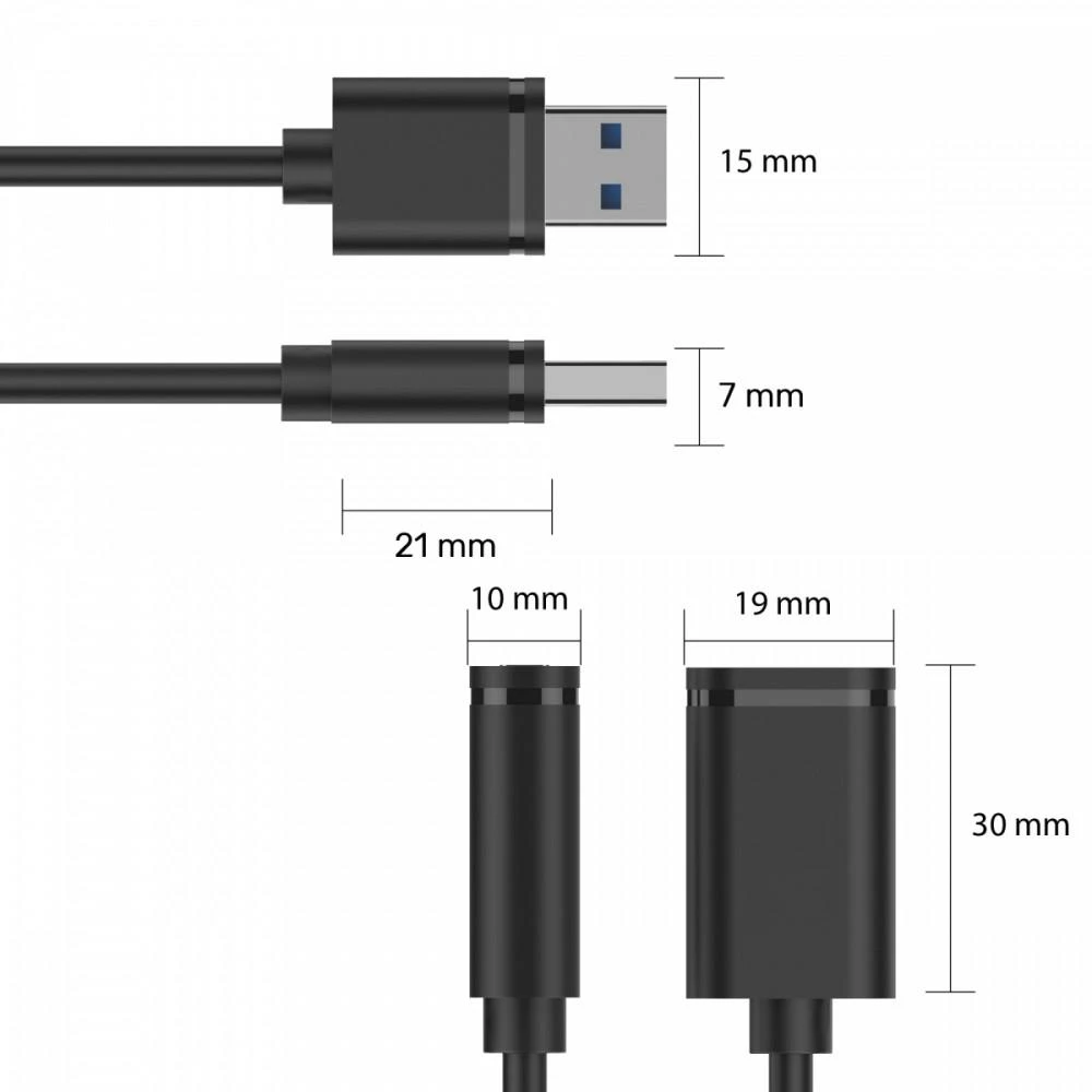 UNITEK Y-C447GBK Unitek USB plėtinio keitiklis USB2.0 AM-AF, 0,5m Y-C447GBK