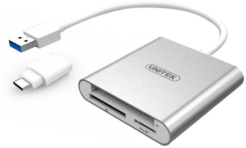 UNITEK Y-9313D Unitek USB3.0 į Multi-In-One Aliuminio kortelių skaitytuvą (su USB Type-C adapteriu)