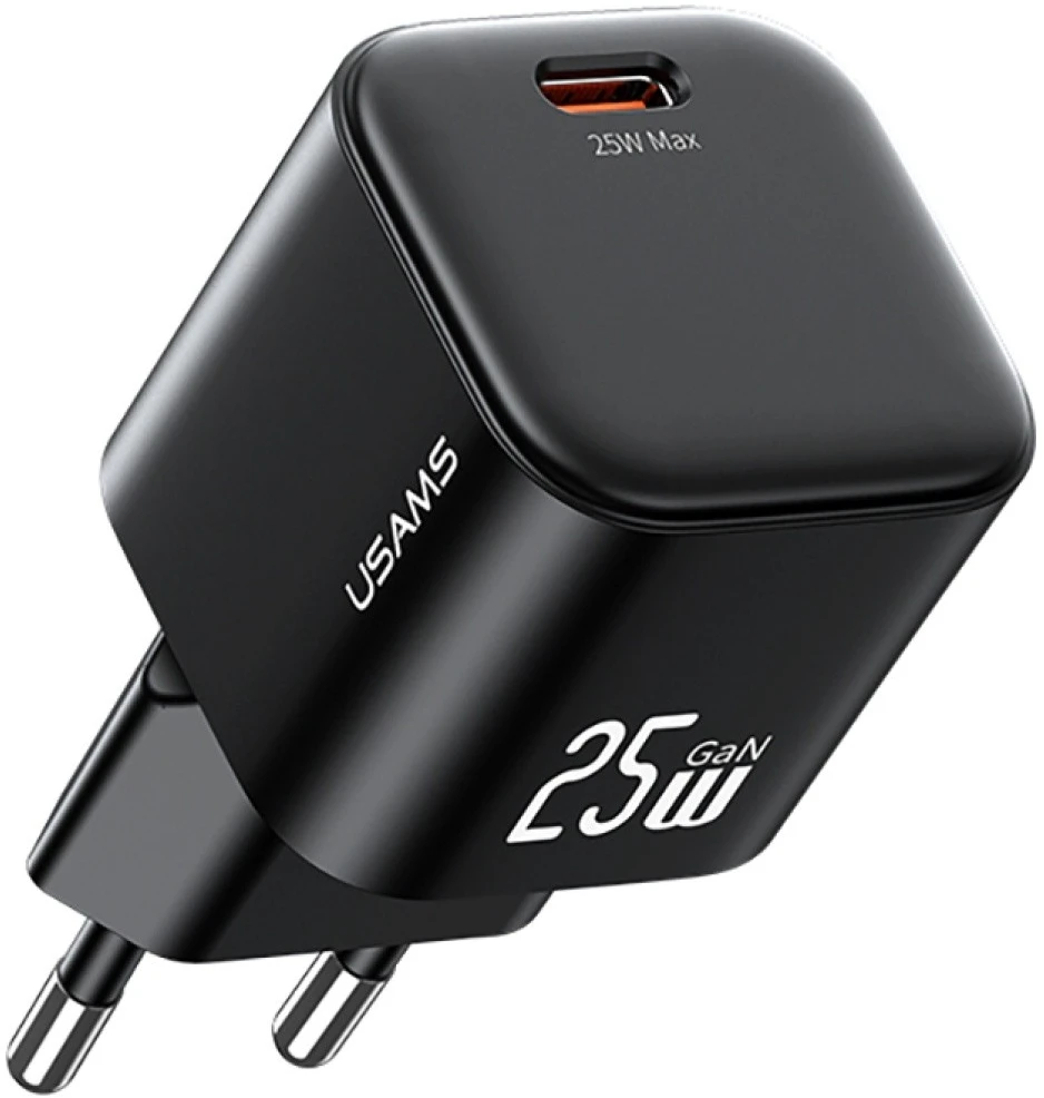 Charger USAMS JC Series CC289 25W GaN Mini Fast Charger USB-C juodos spalvos