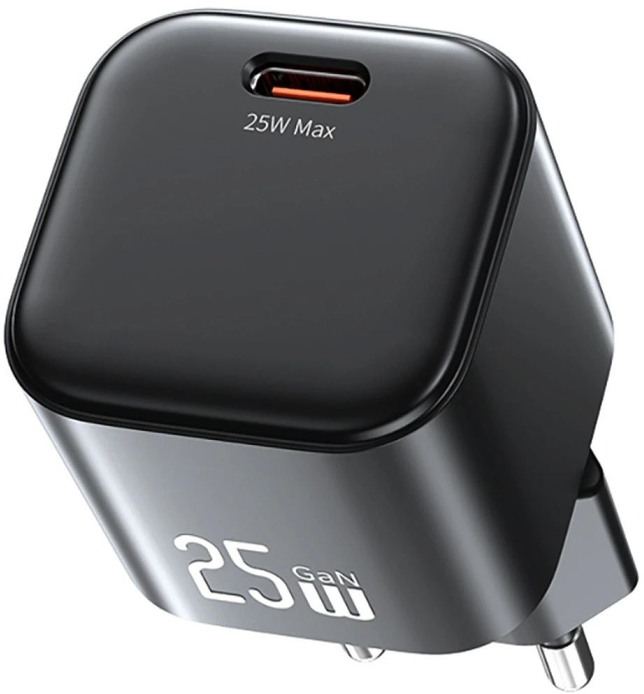 Charger USAMS JC Series CC289 25W GaN Mini Fast Charger USB-C juodos spalvos
