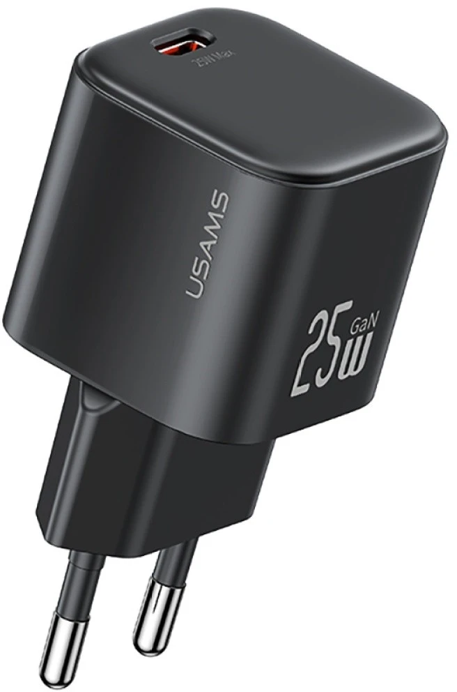Charger USAMS JC Series CC289 25W GaN Mini Fast Charger USB-C juodos spalvos