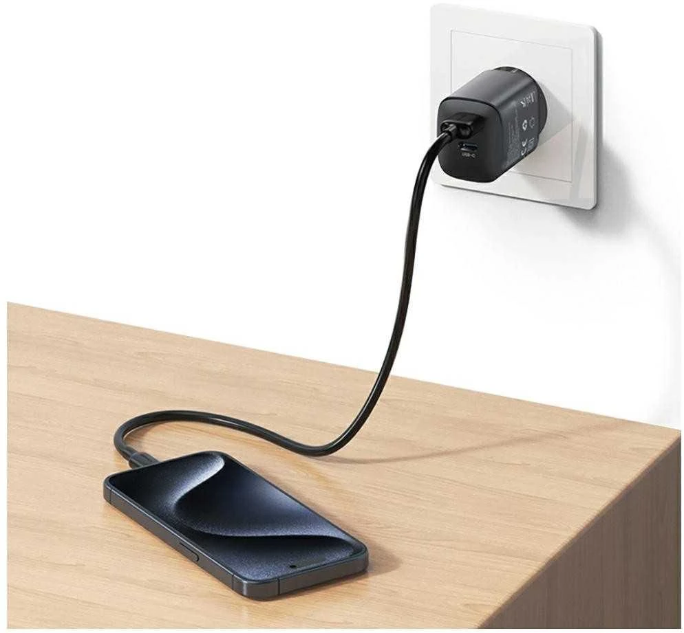 Laidinis įkroviklis USAMS CC290 T66 45W GaN 1xUSB-A 1xUSB-C tarnish