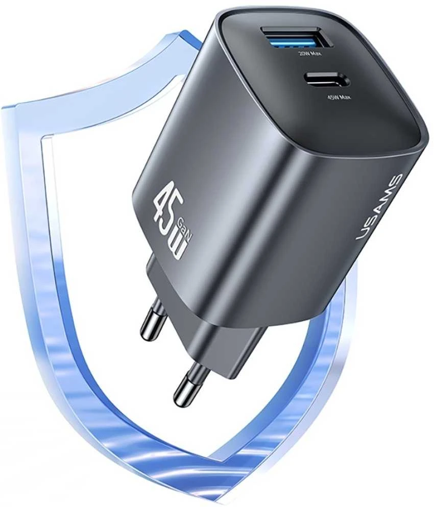 Laidinis įkroviklis USAMS CC290 T66 45W GaN 1xUSB-A 1xUSB-C tarnish