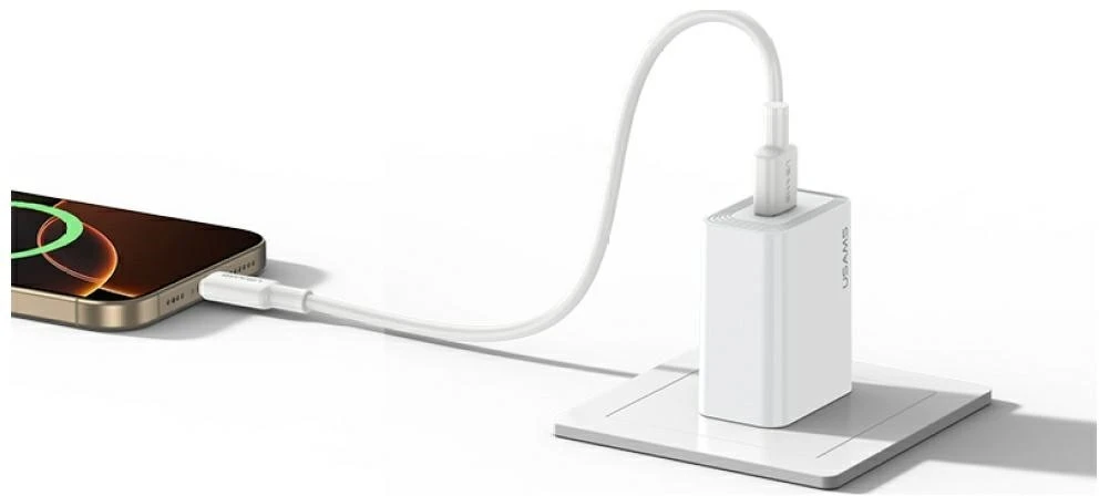 Įkroviklis jungiama į tinklą USAMS T69 10.5W 2.1A USB-A balta