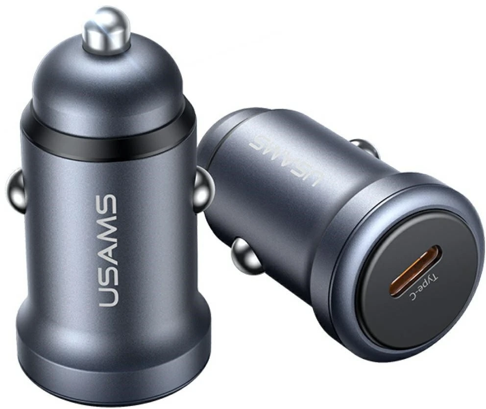 USAMS CC321 automobilinis įkroviklis Aluminum 30W PD USB-C tarnish