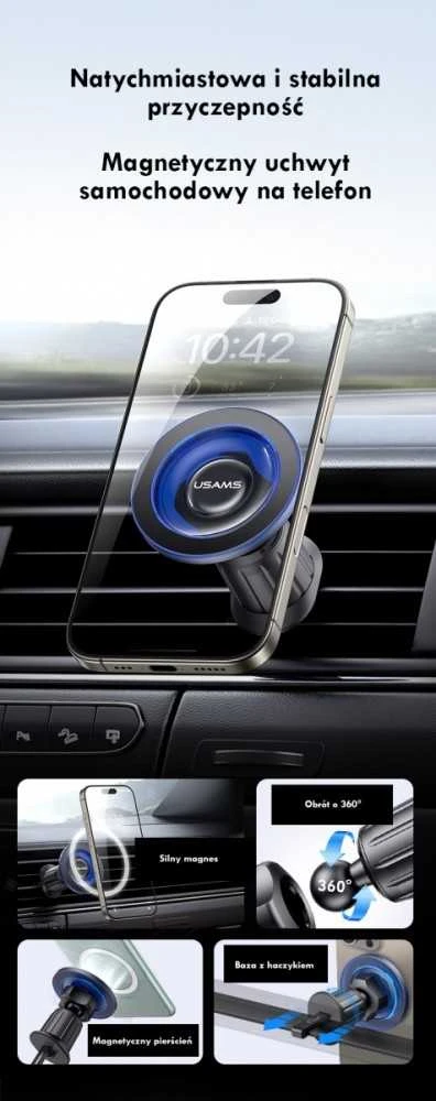 Automobilinis laikiklis USAMS ZJ081 magnetinis, skirtas oro išleidimo angai