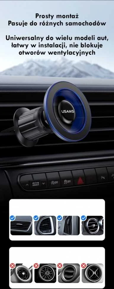 Automobilinis laikiklis USAMS ZJ081 magnetinis, skirtas oro išleidimo angai